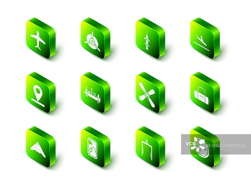 飞机螺旋桨火箭着陆手提箱组合图片素材