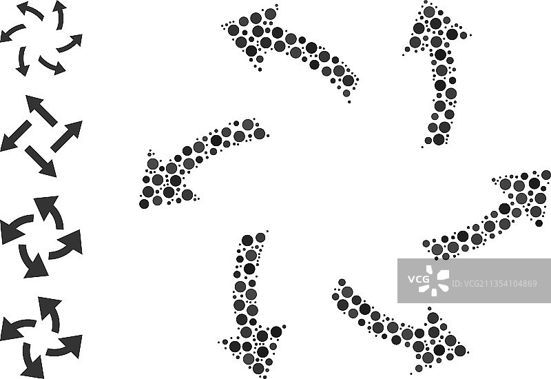 圆形点组成的点状离心箭头马赛克图片素材