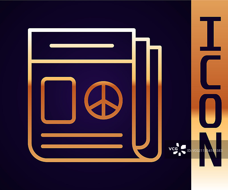 金色线条新闻图标，黑色背景图片素材