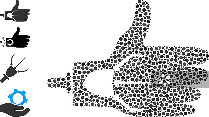 圆形点拼合的点状人造手图片素材