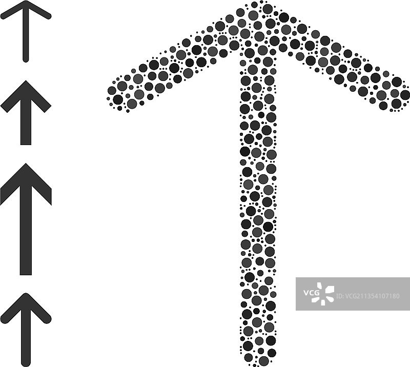 带有点状箭头的圆形马赛克和其他图标图片素材