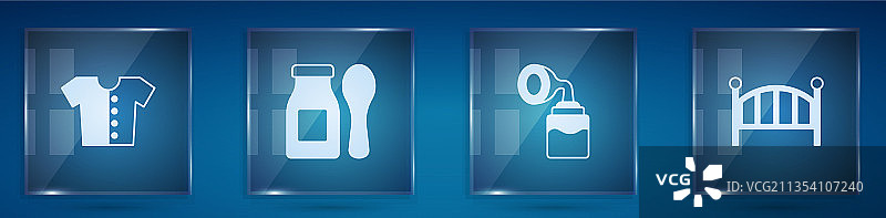 婴儿T恤酸奶勺子套装图片素材