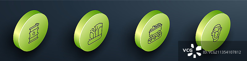 2.5D等距线条桶装油冰川融化图片素材