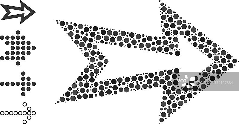 圆形点组成的点状向右箭头图片素材