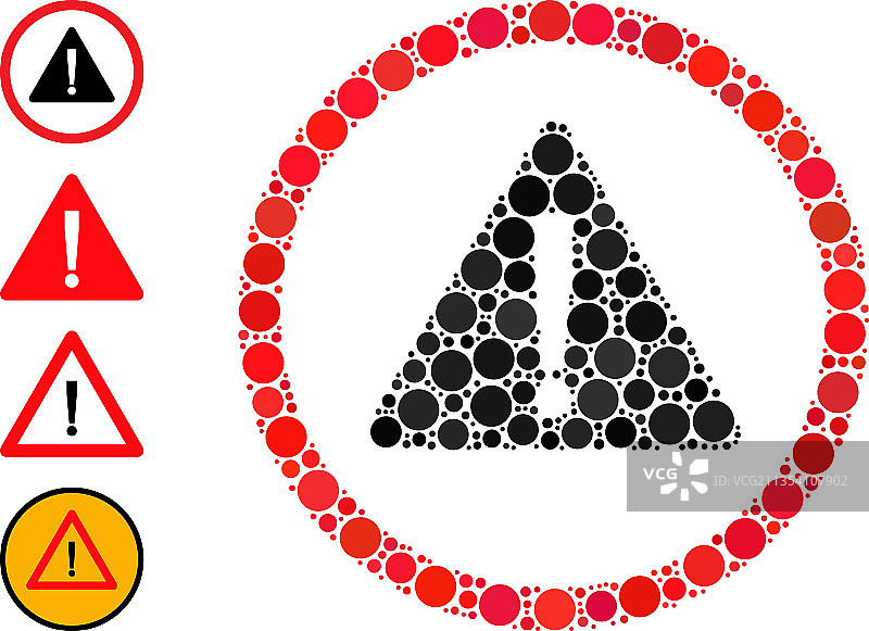 圆形点状危险标志组合图片素材
