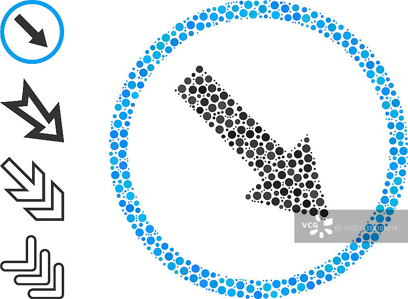 右下圆角箭头点状组合图片素材