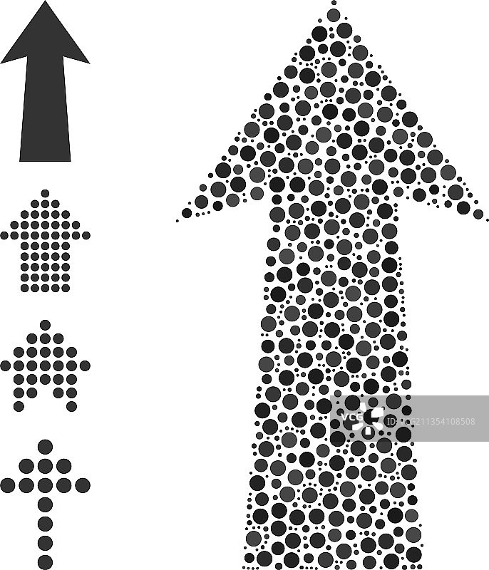 圆形点组成的点状向上箭头，带奖励图片素材