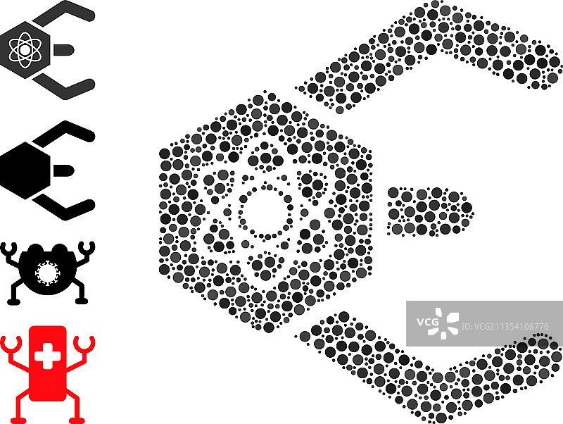 带圆点的原子机器人圆形构图图片素材