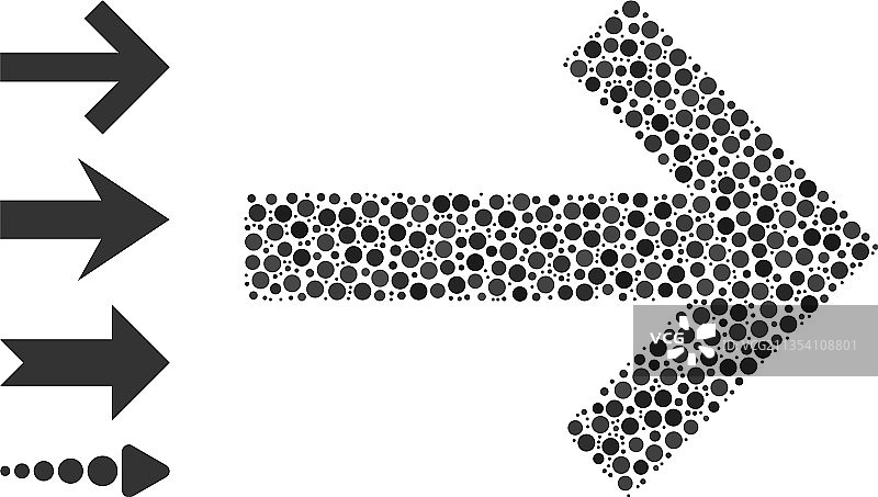 圆形点组成的点状向右箭头图片素材