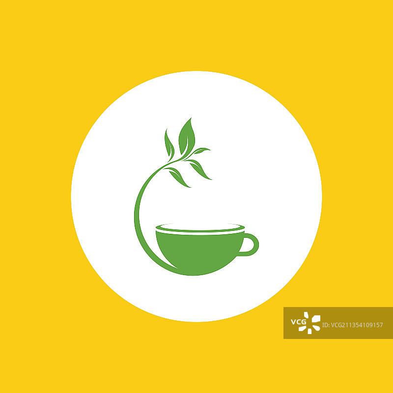 绿色有机茶叶杯叶子Logo图片素材