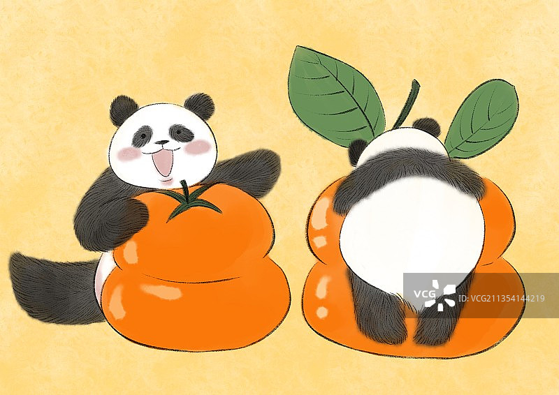 熊猫祝你柿柿如意图片素材