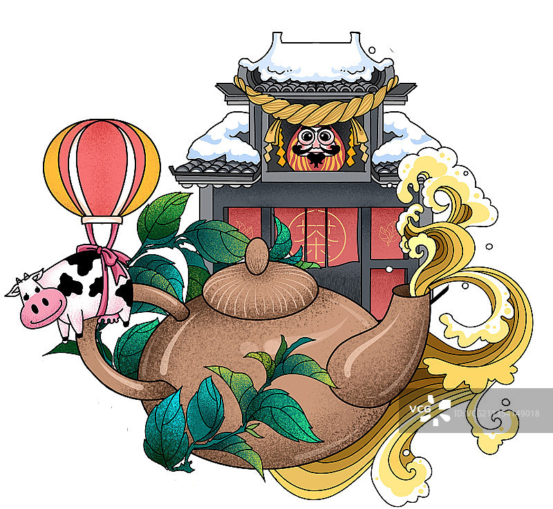 茶叶茶壶日式茶饮奶茶绿色环保自然图片素材