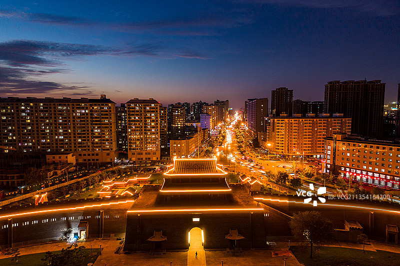 航拍山西运城河东盐业博物馆夜景图片素材