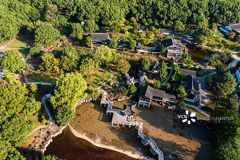 木渎灵岩山景区航拍图片素材