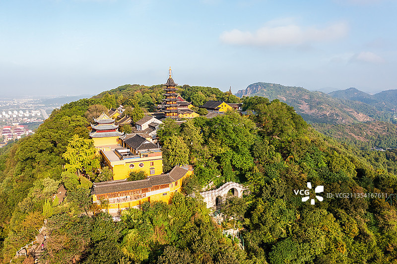 木渎灵岩山寺航拍图片素材