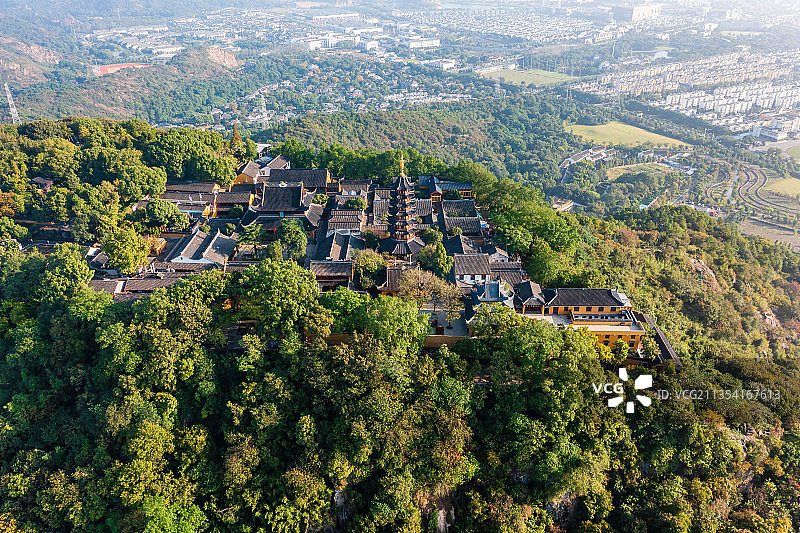 木渎灵岩山寺航拍图片素材