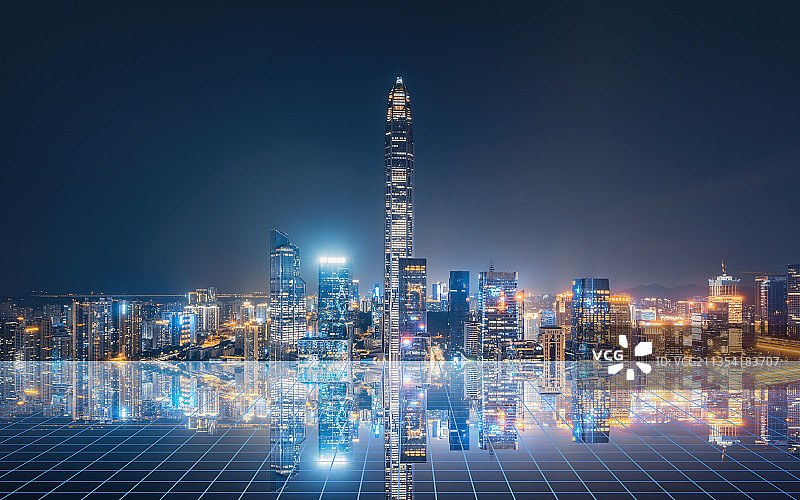 广东省深圳市福田区平安金融中心夜景图片素材