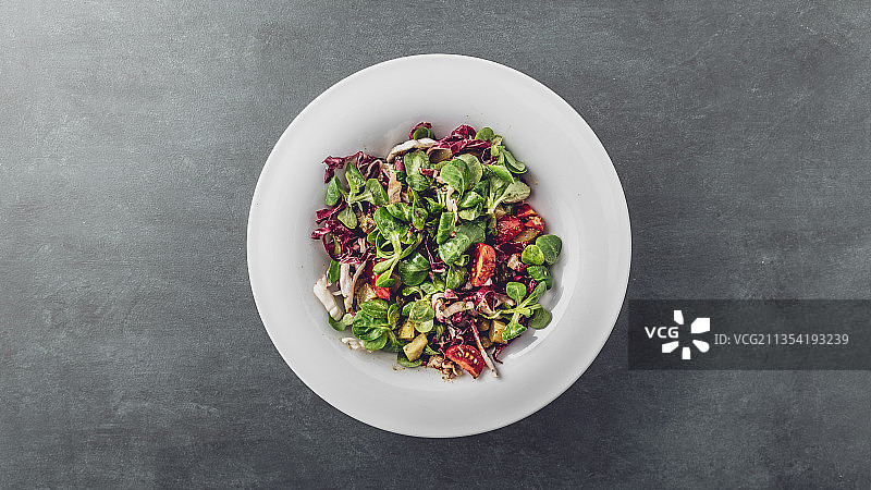 碗装沙拉的俯视照片图片素材