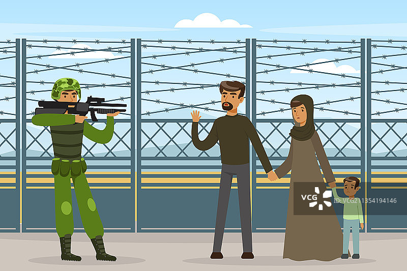 寻求帮助的难民和寻求庇护者家庭图片素材