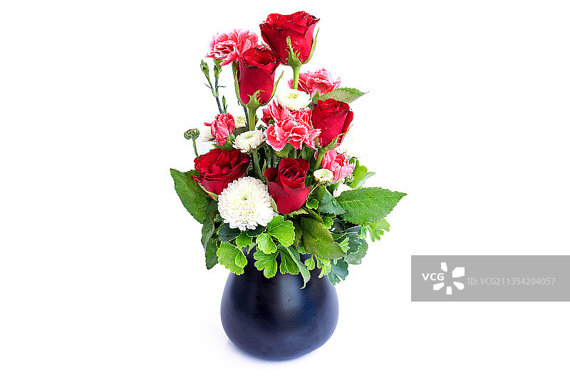 白色背景下的花瓶特写图片素材