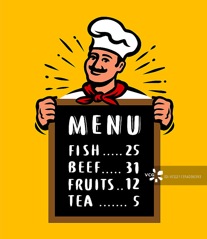 厨师展示餐厅菜单图片素材