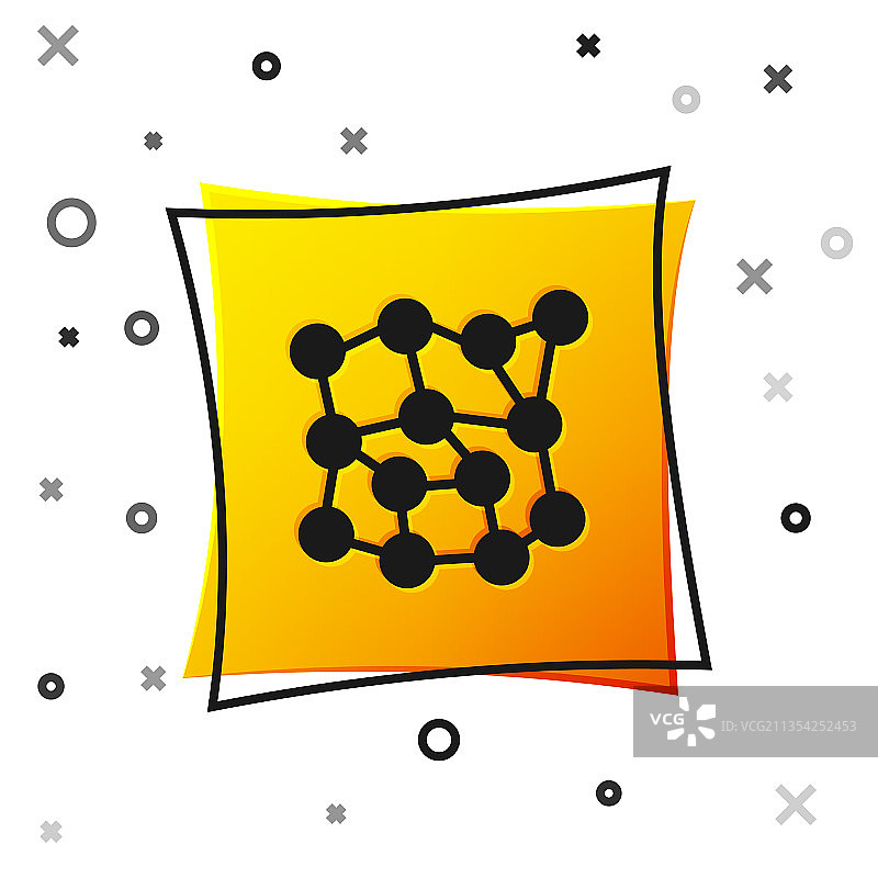 黑色神经网络图标，在白色背景上已隔离图片素材