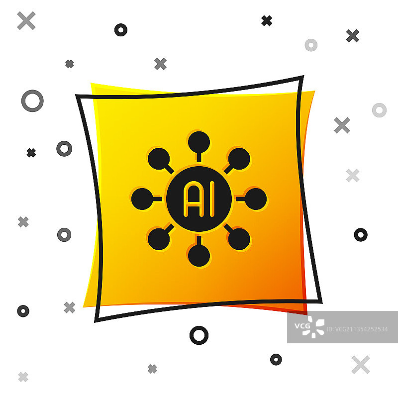 黑色神经网络图标，在白色背景上已隔离图片素材