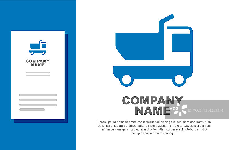 白色背景上孤立的蓝色玩具卡车图标图片素材
