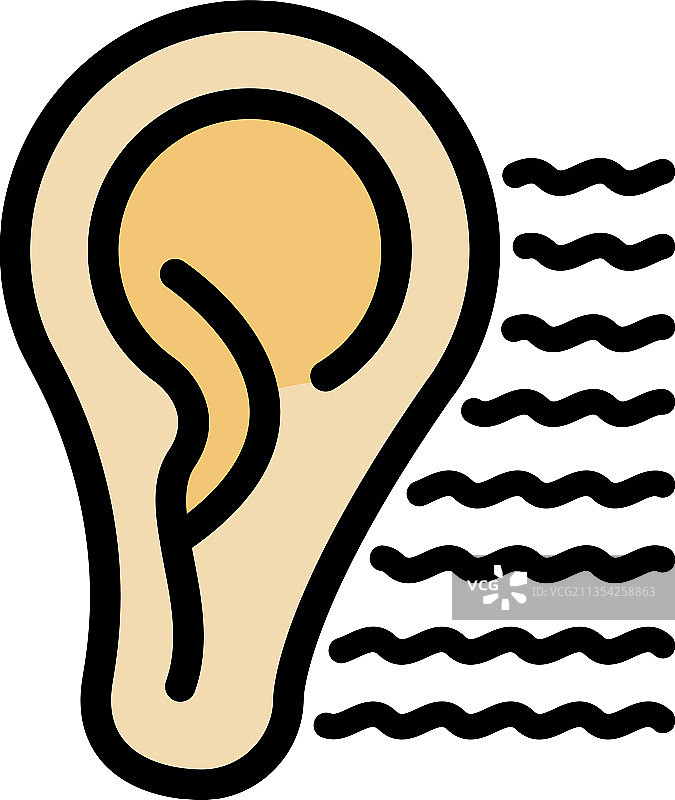 耳朵图标彩色轮廓图片素材