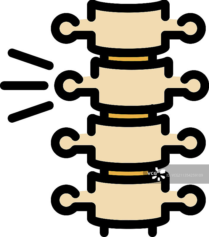 运动脊柱损伤彩色轮廓图标图片素材