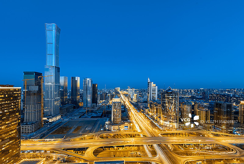 北京国贸桥夜景图片素材