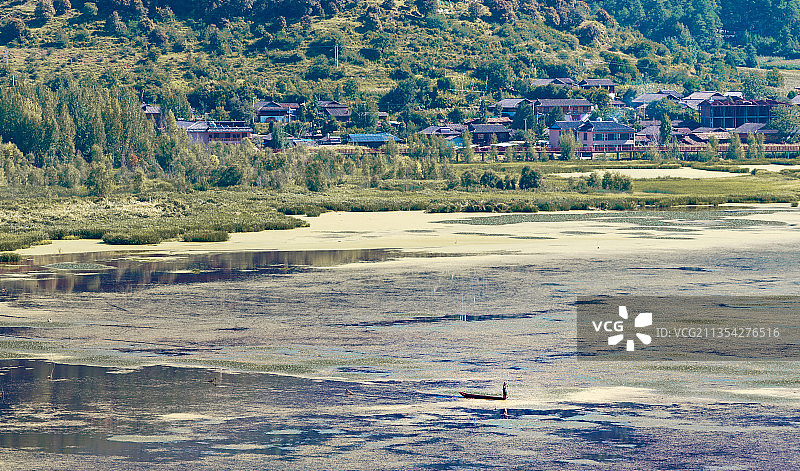 云南省泸沽湖航拍风光图片素材