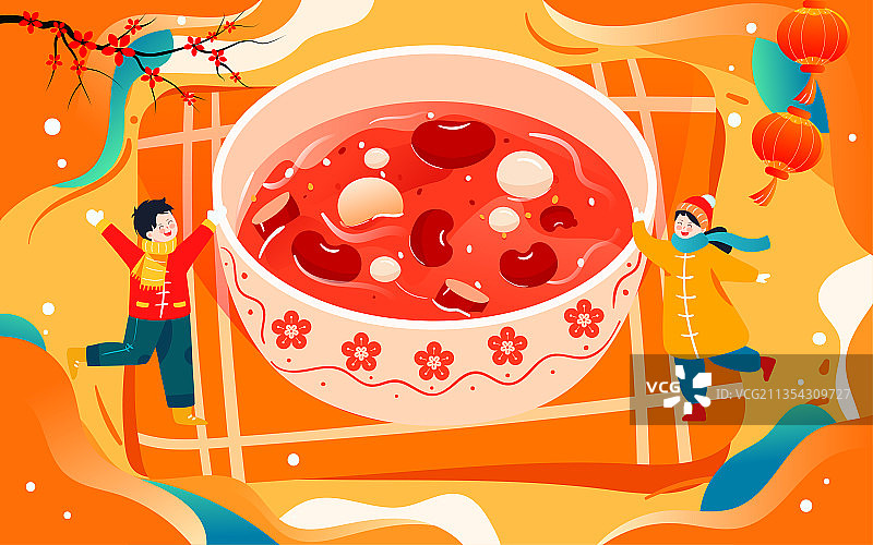 腊八粥美食节日插画春节过年贺岁喜庆海报图片素材