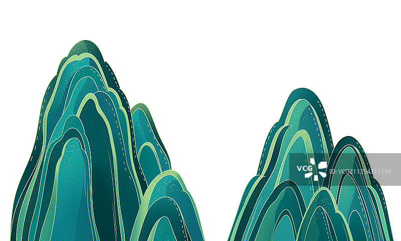 国潮线条风山素材图片素材