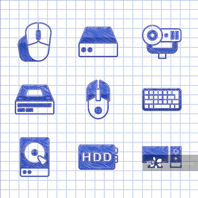 电脑鼠标硬盘驱动器HDD显示器图片素材