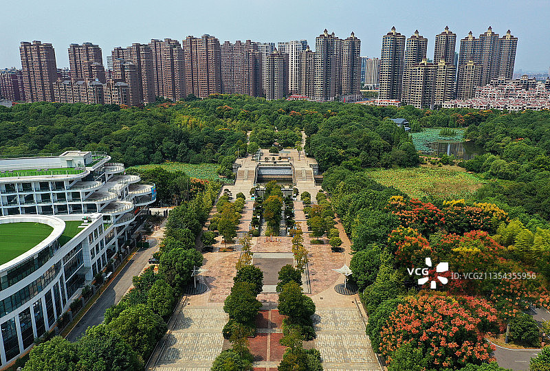 湖南省湘潭市博物馆规划展示馆湖湘公园航拍图片素材