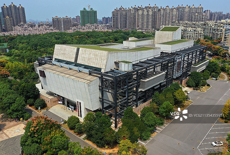 湖南省湘潭市博物馆规划展示馆湖湘公园航拍图片素材