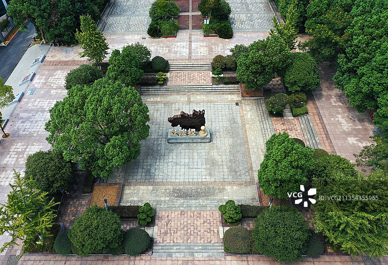 湖南省湘潭市博物馆规划展示馆湖湘公园航拍图片素材