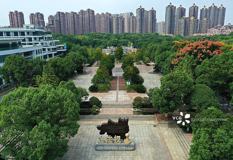 湖南省湘潭市博物馆规划展示馆湖湘公园航拍图片素材