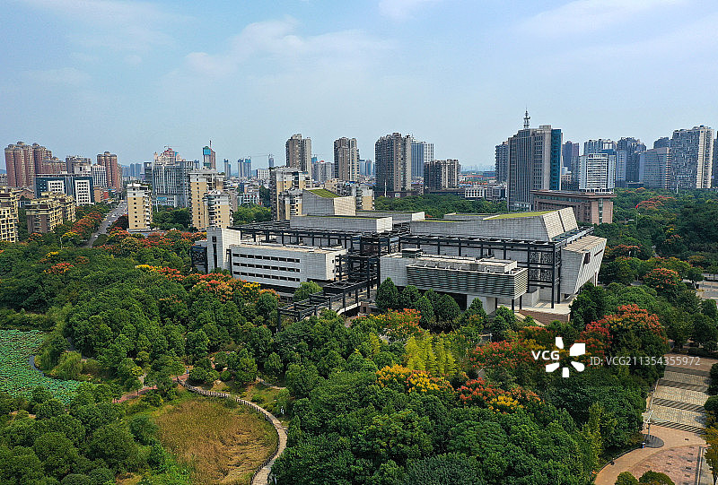 湖南省湘潭市博物馆规划展示馆湖湘公园航拍图片素材