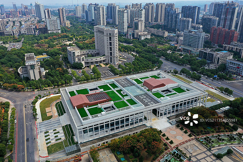 湖南省湘潭市东方红广场万达广场航拍图片素材