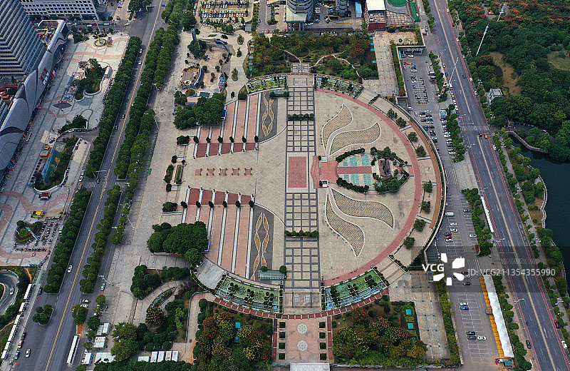 湖南省湘潭市东方红广场万达广场航拍图片素材