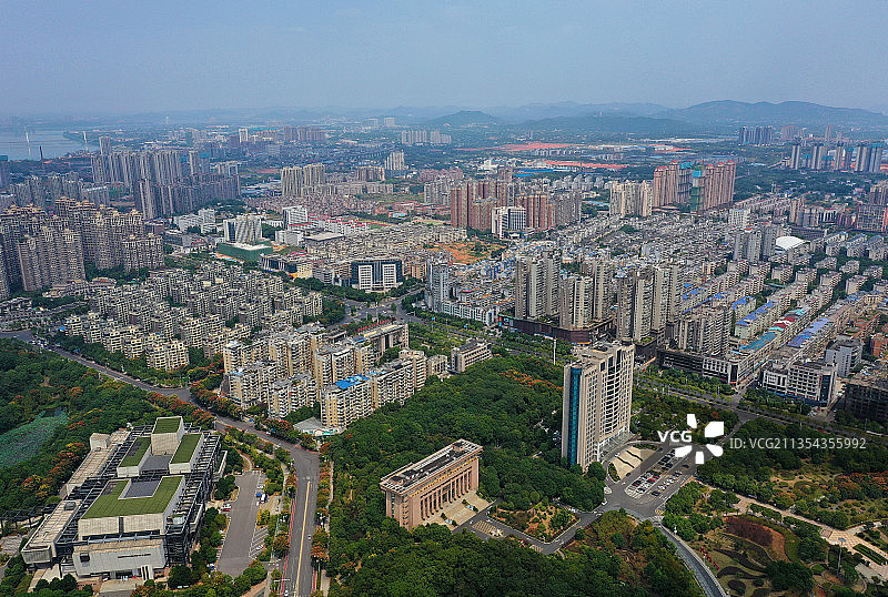 湖南省湘潭市博物馆规划展示馆湖湘公园航拍图片素材