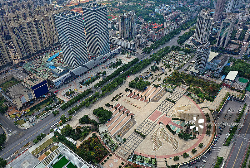 湖南省湘潭市东方红广场万达广场航拍图片素材