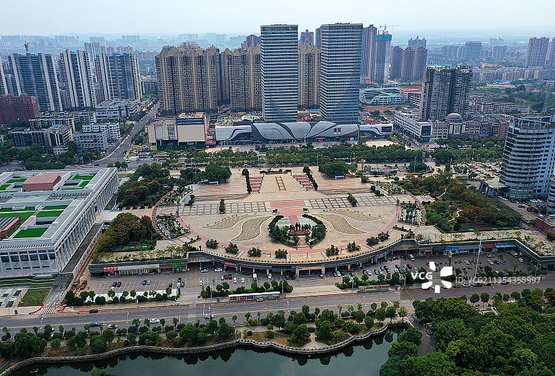 湖南省湘潭市东方红广场万达广场航拍图片素材