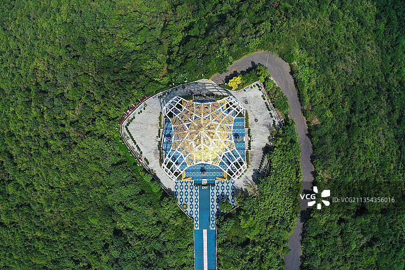 广东省深圳市盐田区东部华侨城大华兴寺航拍图片素材