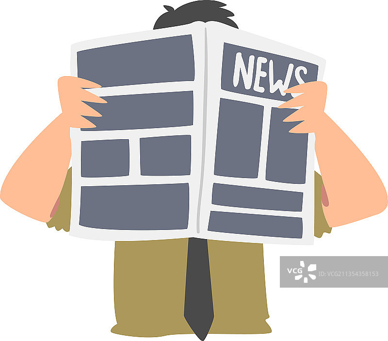 男人阅读报纸获取新闻图片素材