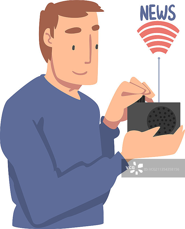 收集新闻、收听的年轻男人图片素材