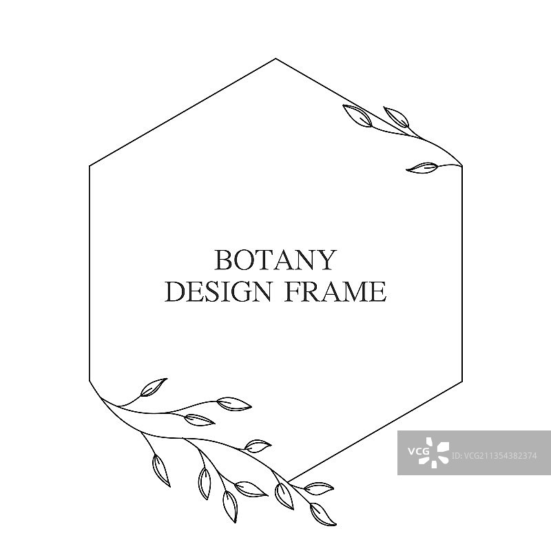 带有树叶和树枝的几何花环图片素材