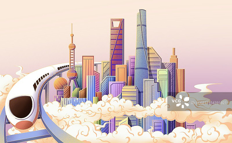 上海城市插画图片素材